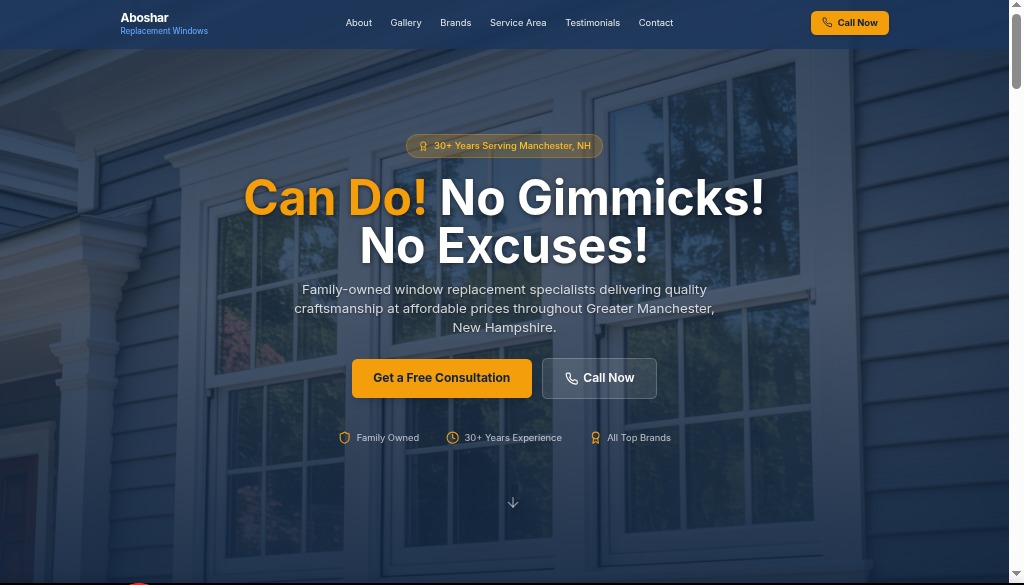 Aboshar Replacement Windows website design